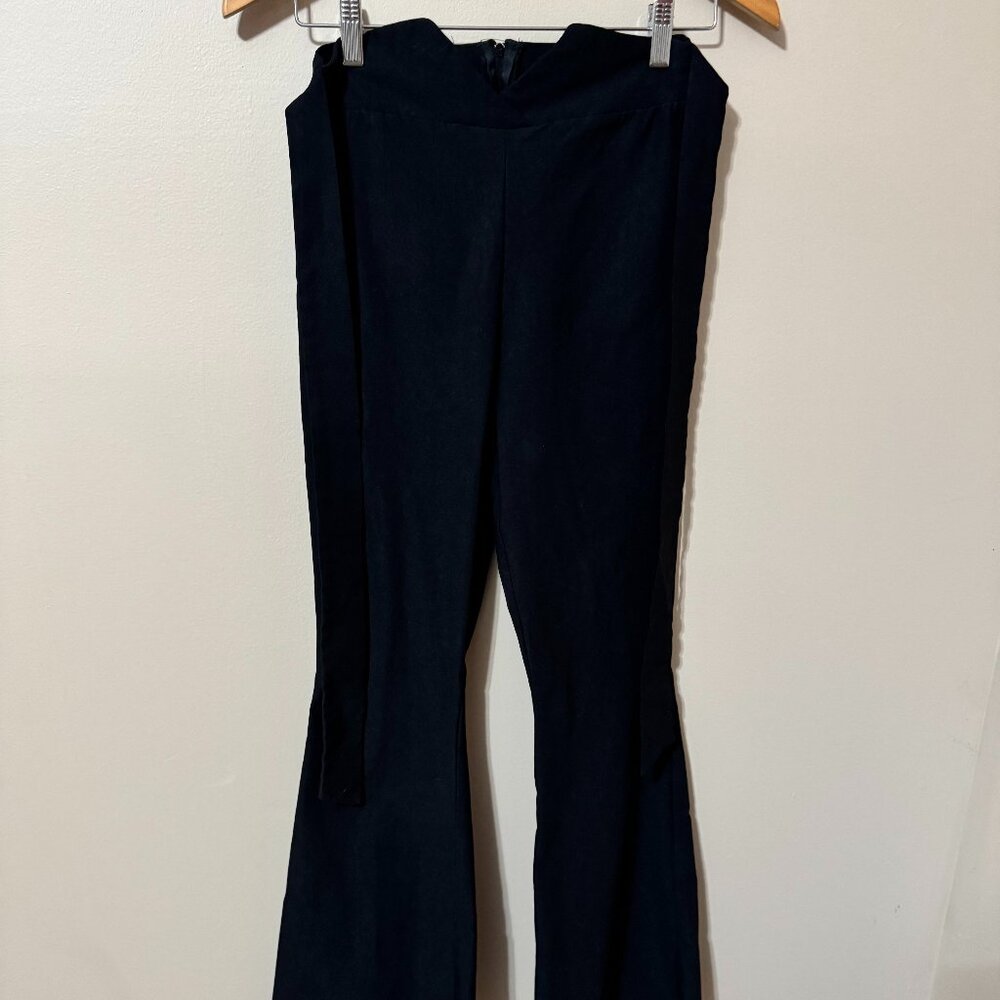⭐ Y2K Top 10 Black Flare Leg Pants | Tie Waist | High-Rise Retro Stretch  #268